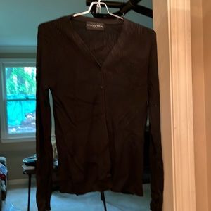 Light cardigan, black, ribbed